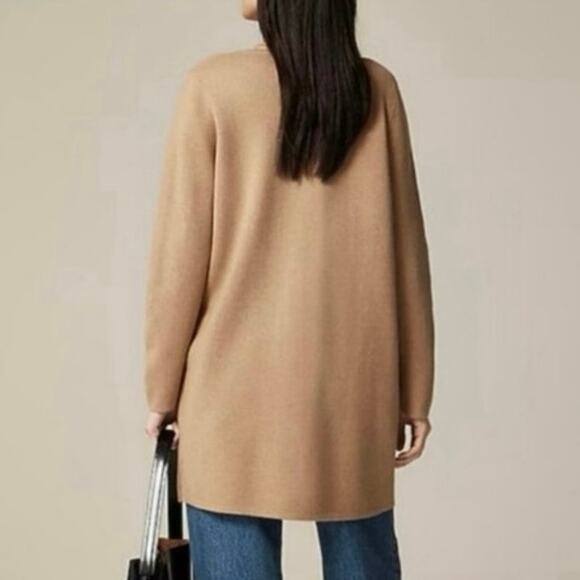 J.Crew Juliette Merino Wool Blend Collarless Sweater-Blazer In Camel Size Large - Picture 2 of 9